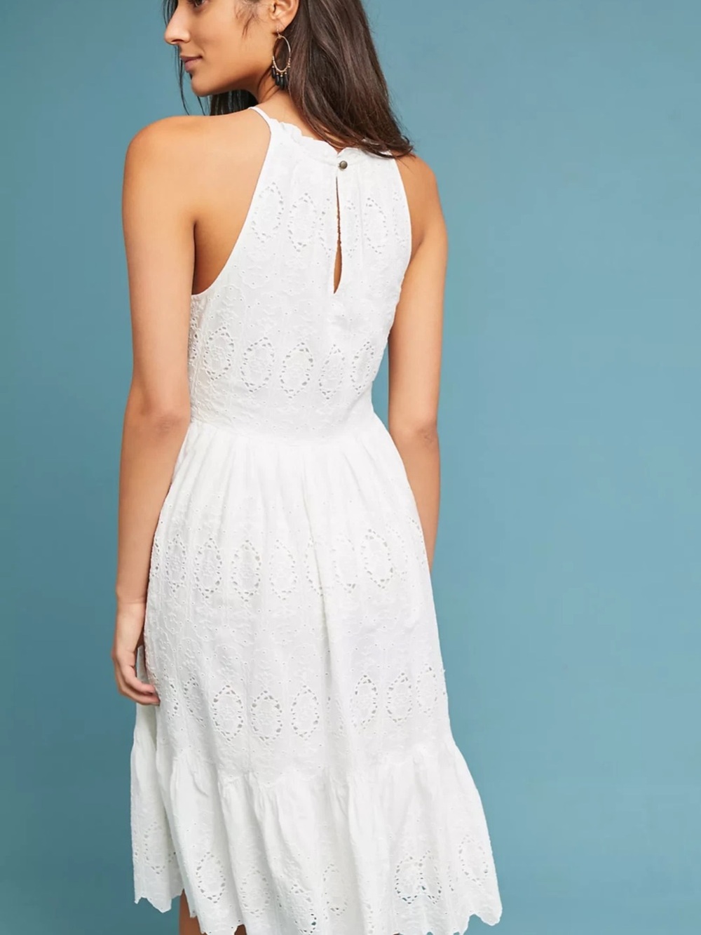 Maeve Anthropologie Tiered White Eyelet Midi Dress, Bridal, Bachelorette size 10 - Picture 2 of 11